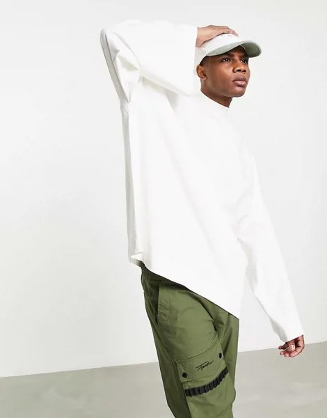 Светлый лонгслив в стиле extreme oversized с высоким воротом ASOS DESIGN-Белый