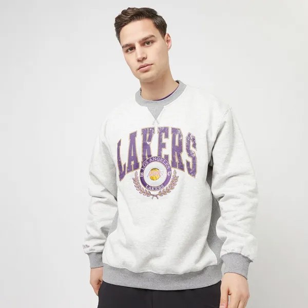 Толстовка NBA Premium Fleece Crew Los Angeles Lakers Mitchell & Ness, цвет grey heather