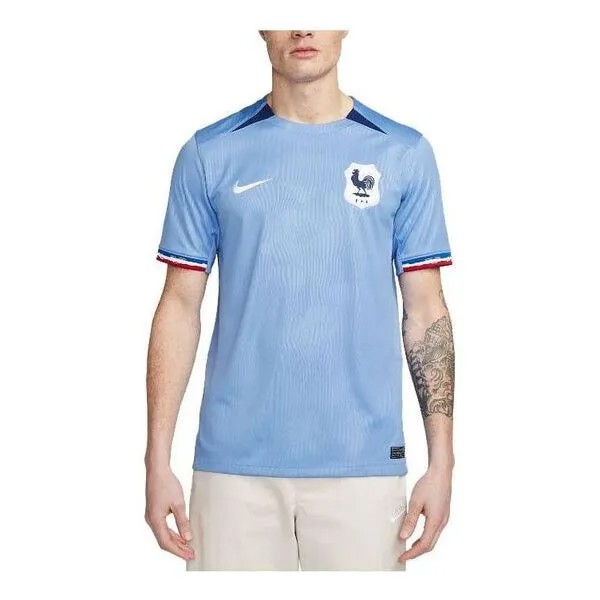Футболка dri fit fff 2023 стадион домашние футбольные майки Nike, голубой