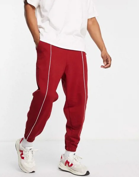 Джоггеры в стиле oversized бордового цвета с кантом (от комплекта) ASOS DESIGN-Красный