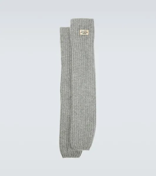Кашемировые носки в рубчик с логотипом Gucci, серый