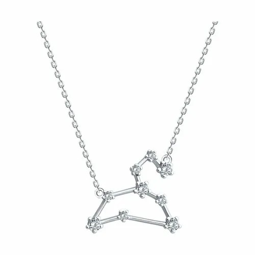 Колье Яхонт, серебро, 925 проба, фианит, длина 40 см., бесцветный