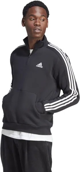 Худи Adidas Essentials Fleece 3-Stripes 1/4 Zip Hoodie, черный
