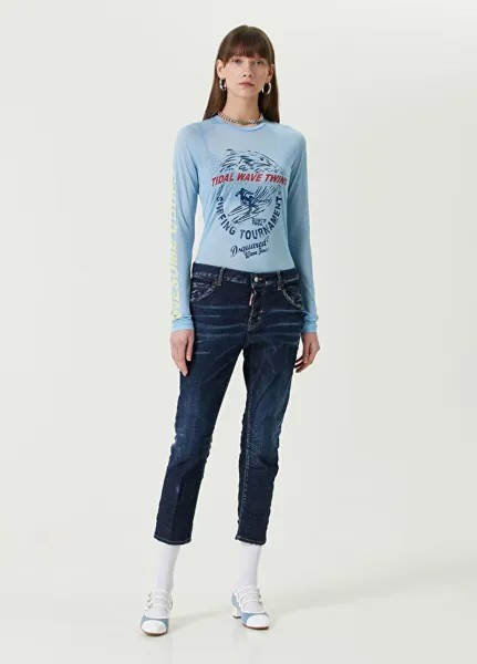 Синие укороченные джинсовые брюки cool girl Dsquared2