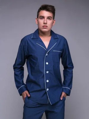 Пижама мужская с брюками Малиновые Сны XKPU002S синяя 48 RU
