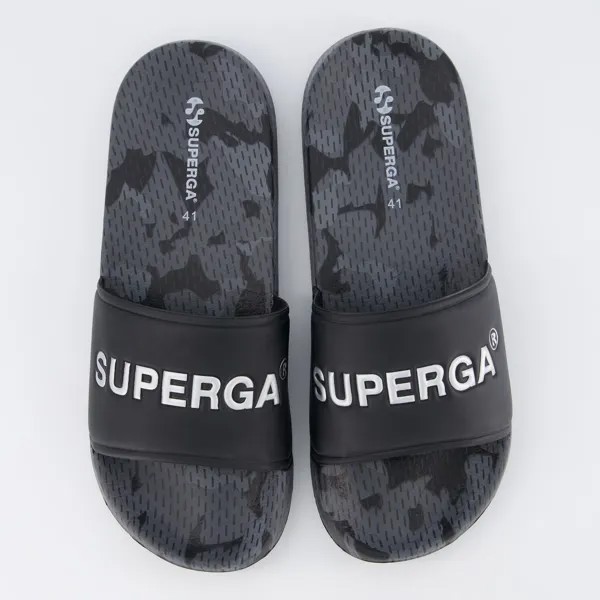 Черно-серые шлепанцы с логотипом Superga