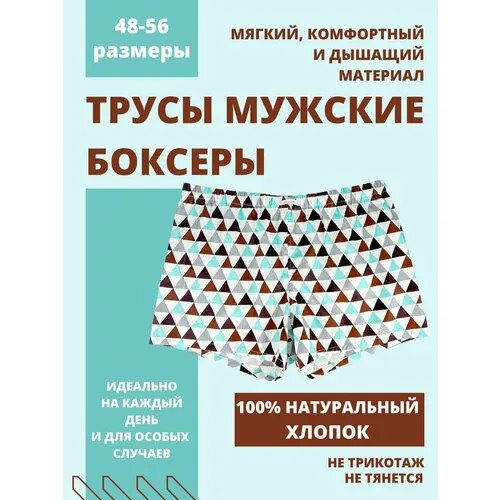 Трусы СВОБОДА, размер 48, коричневый, бирюзовый, бежевый