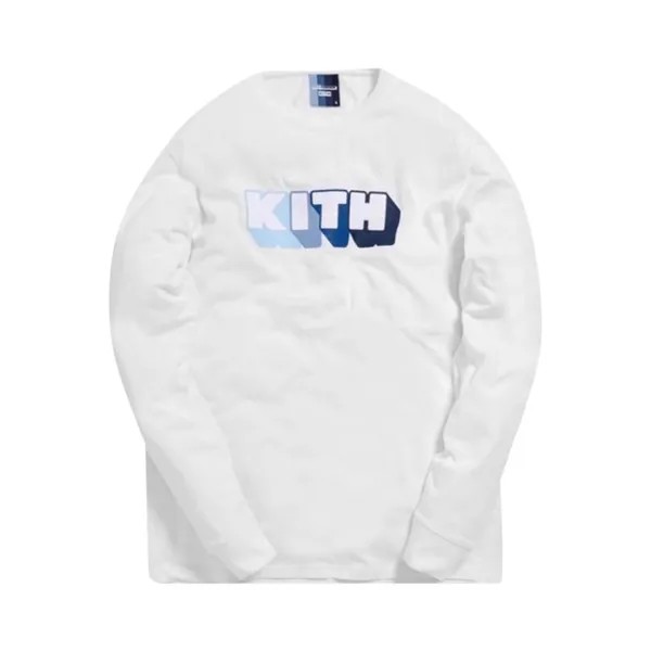 Футболка Kith x Bearbrick Logo Long-Sleeve T-Shirt 'White', белый