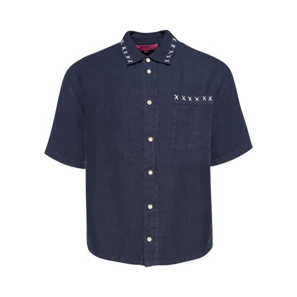 Рубашка The Elder Statesman Sulfur Overshirt Short-Sleeve, темно-синий