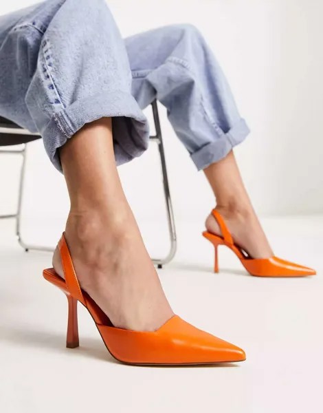 Оранжевые туфли на каблуке с пяткой на пятке London Rebel