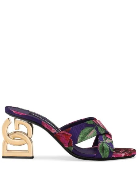 Dolce & Gabbana жаккардовые мюли с цветочным узором, фиолетовый