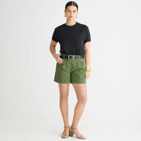 Шорты-Чиносы с плиссировкой и кейпсайдом J.Crew, зеленый