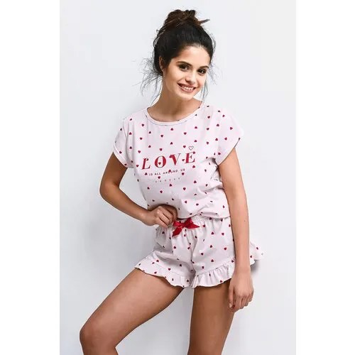 Пижама женская SENSIS Love is All, футболка и шорты, розовый (Размер: XL)
