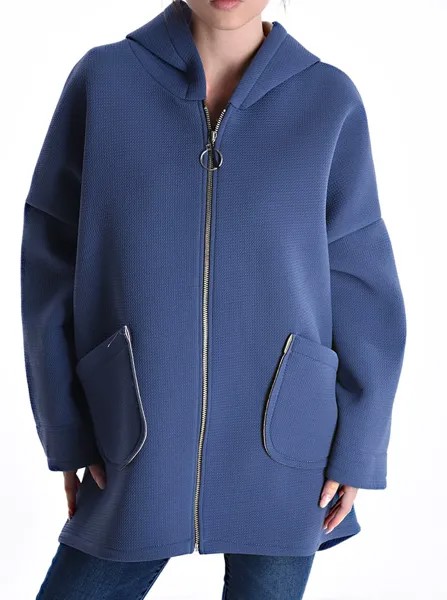 Куртка с карманами и капюшоном на молнии, цвет Steel blue