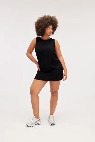 Платье мини из смесового льна с открытой спиной Monki, черный