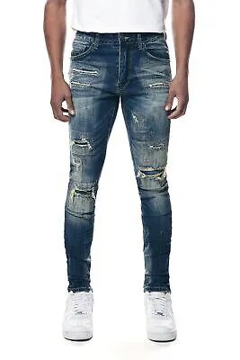 Мужские рваные джинсы скинни с эффектом потертости Smoke Rise