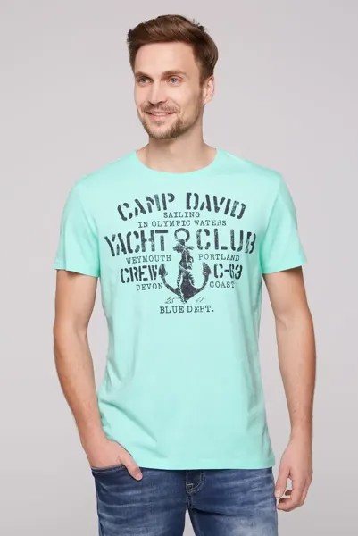 Рубашка CAMP DAVID с круглым вырезом, хлопок, зеленый