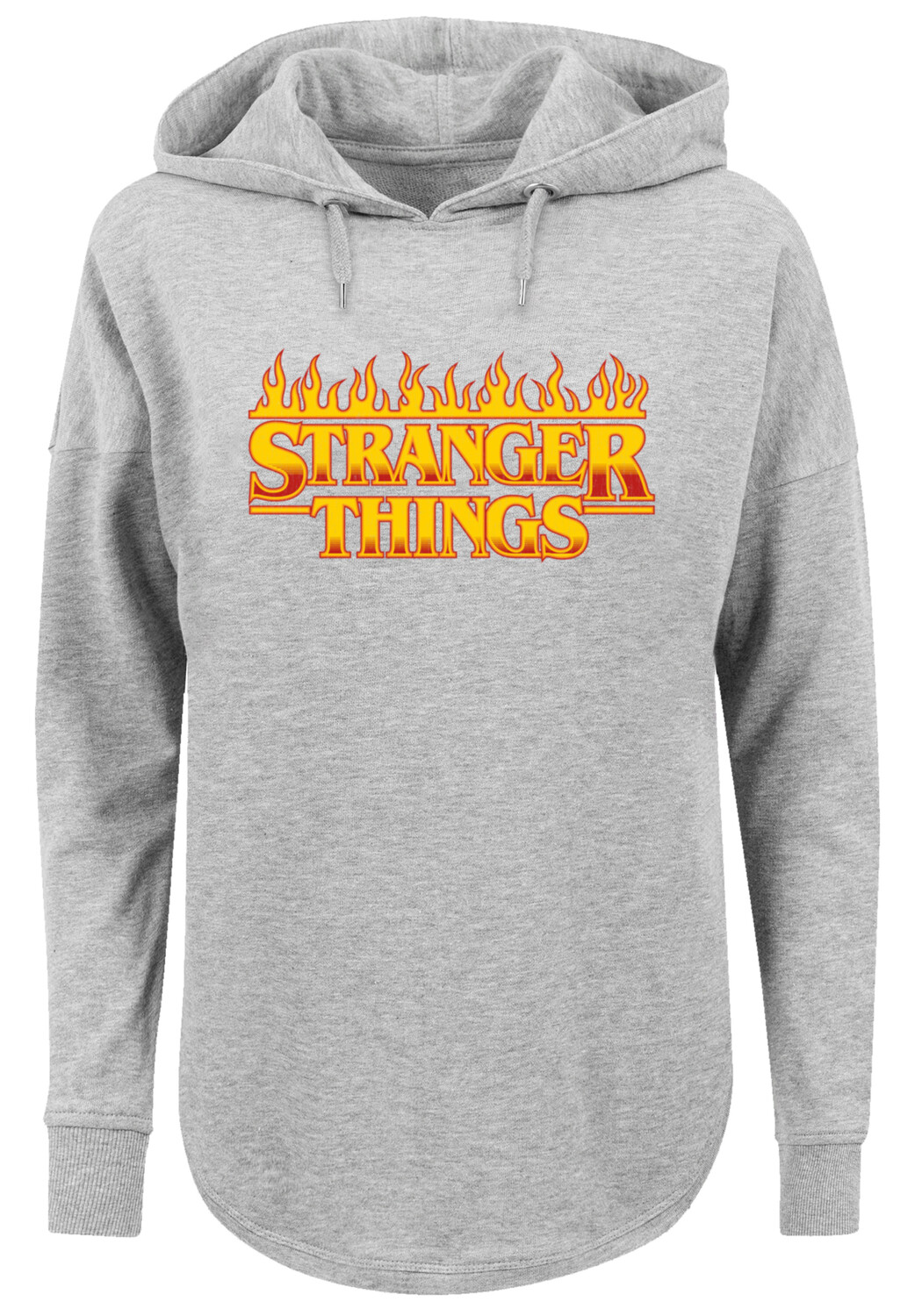 Свитер F4NT4STIC Oversized Hoodie Stranger Things Fire Logo Women Netflix TV Series, серый