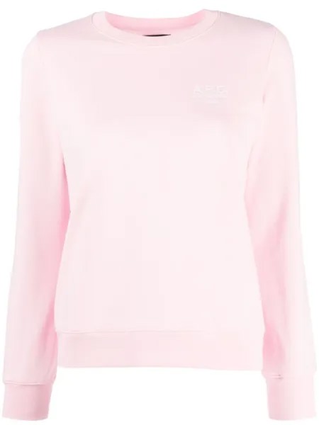 A.P.C. футболка с длинными рукавами и вышитым логотипом, розовый