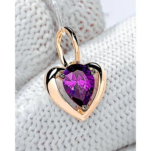 Trade Jewelry подвеска из серебра 925 пробы ( покрытие золото 585) с аметистом в форме сердца