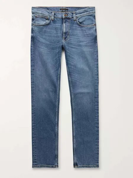 Зауженные зауженные джинсы Lean Dean из органического эластичного денима NUDIE JEANS, средний деним