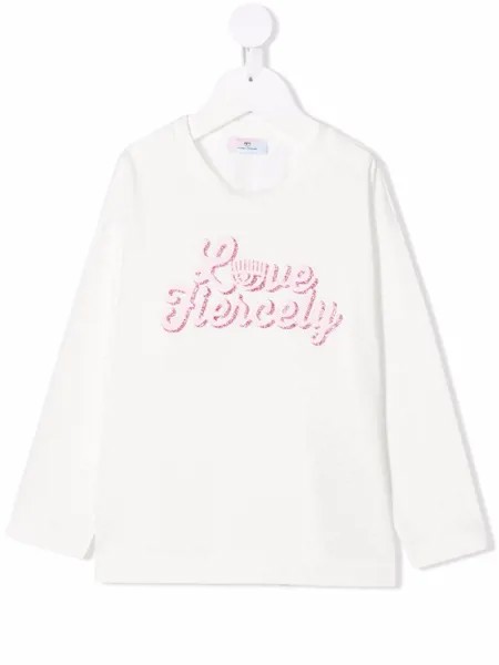 Chiara Ferragni Kids футболка с принтом Love Fiercely и блестками