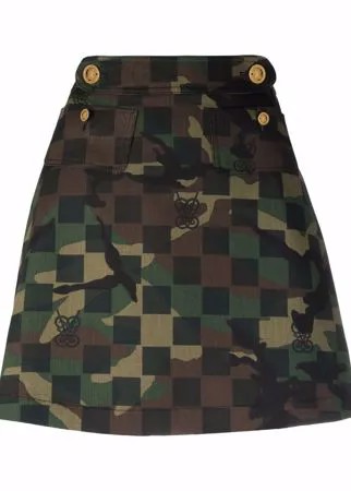 Giambattista Valli camouflage-print A-line skirt