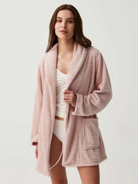 Велюровый халат зигзагообразного плетения Ovs, цвет powder pink