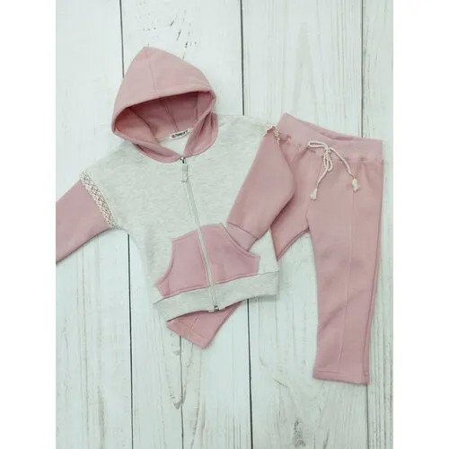 Комплект одежды   для девочек, брюки и толстовка, повседневный стиль, размер 92, розовый