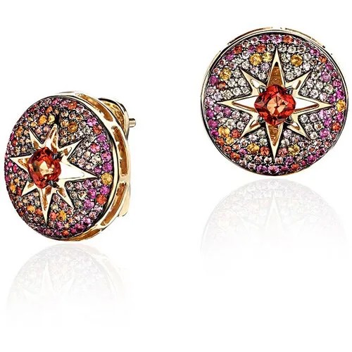 Серьги Эстет, желтое золото, 585 проба, сапфир