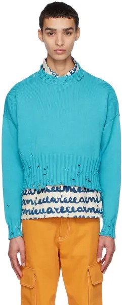 Синий рваный свитер Marni