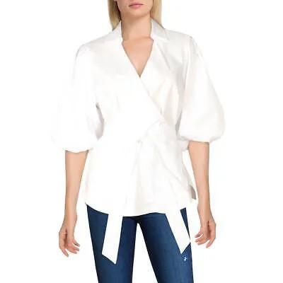 Jonathan Simkhai Женская белая блузка с поясом и пышными рукавами, рубашка S BHFO 1786