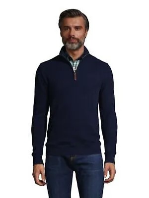 TASSO ELBA Мужской темно-синий хлопковый свитер с длинными рукавами и молнией на четверть XXL