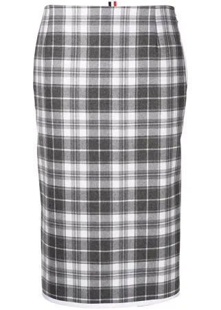 Thom Browne клетчатая юбка миди с завышенной талией