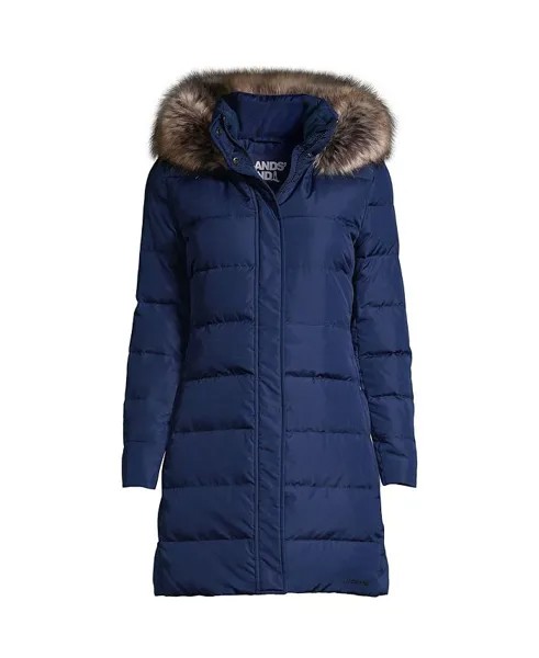 Женское пуховое зимнее пальто для миниатюрных размеров Lands' End, синий