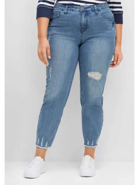 Джинсы sheego 7/8, цвет blue used Denim