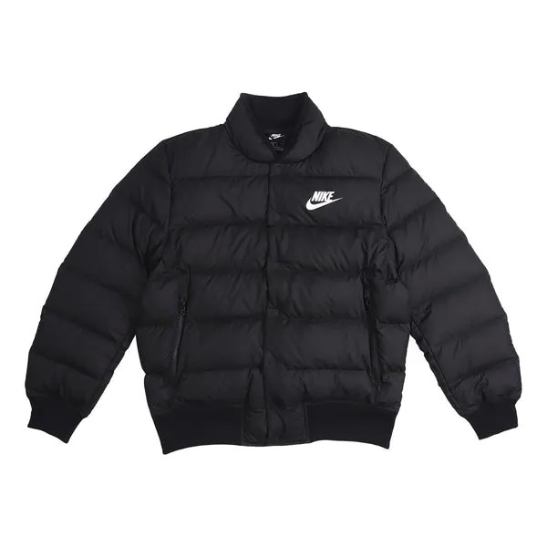 Пуховик Nike Stay Warm Windproof Short Stand Collar Athleisure Casual Sports Down Jacket Black, черный