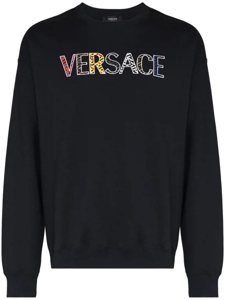 Versace logo-embroidered crew-neck sweatshirt