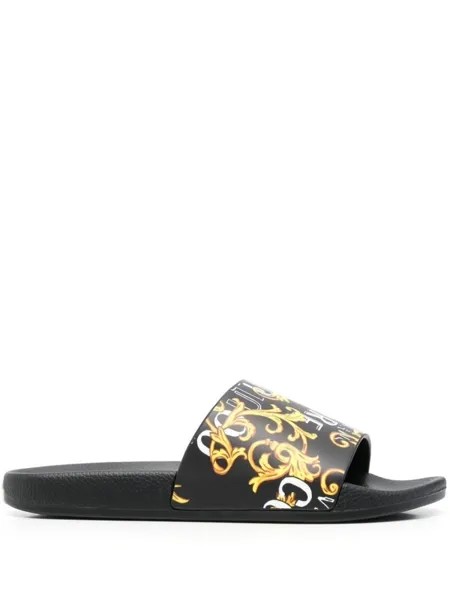 Versace Jeans Couture шлепанцы с принтом Barocco, черный