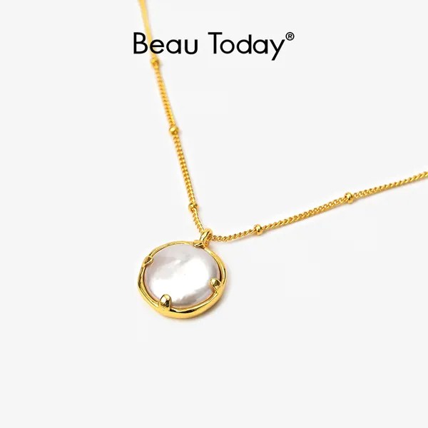 Женское Ожерелье BeauToday, тонкая позолоченная цепочка 18 карат, элегантные женские ювелирные аксессуары ручной работы, 93028