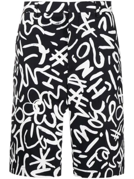 Moschino шорты чинос с монограммой, черный