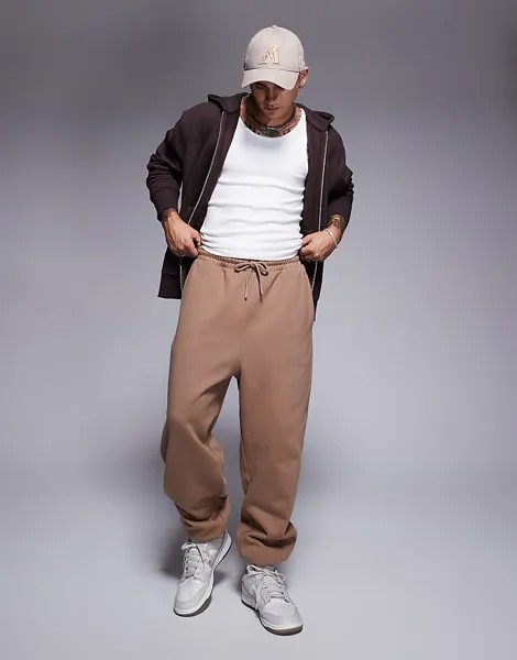 ASOS DESIGN – Premium – Плотные джоггеры оверсайз бежевого цвета, 400 г/м²