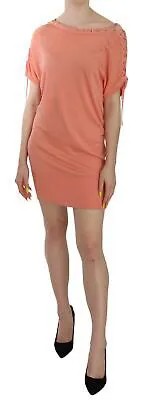 Платье ELISABETTA FRANCHI Розовое облегающее мини с короткими рукавами IT48/US14/XXL Рекомендуемая розничная цена 500 долларов США
