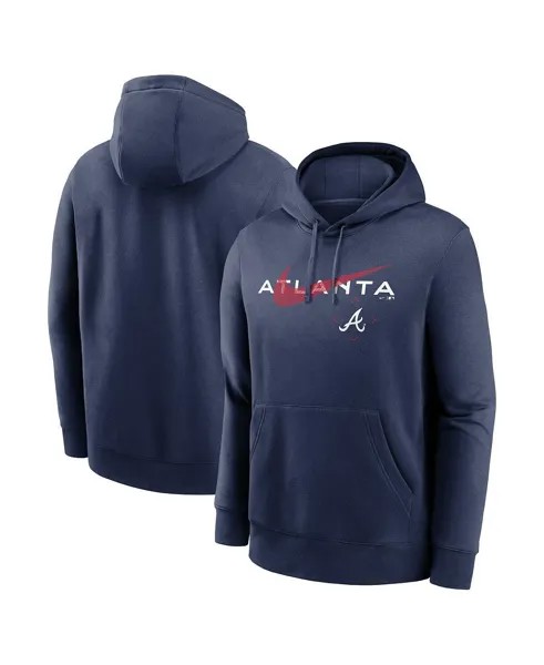 Мужской темно-синий пуловер с капюшоном Atlanta Braves Big and Tall Over Arch Nike