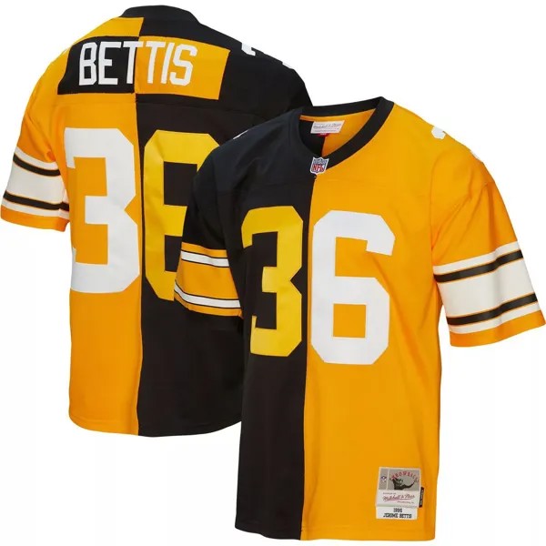 Мужская футболка Mitchell & Ness Jerome Bettis черная/золотая Pittsburgh Steelers 1996 Split Legacy Replica Jersey