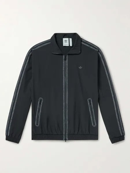 Спортивная куртка из переработанного материала стрейч с отделкой тесьмой ADIDAS ORIGINALS, черный
