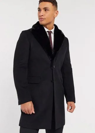 Пальто с воротником из искусственного меха Gianni Feraud-Черный цвет