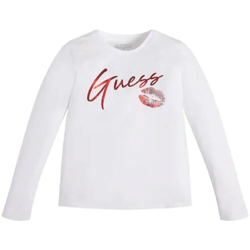 Лонгслив GUESS, хлопок, размер 152, белый