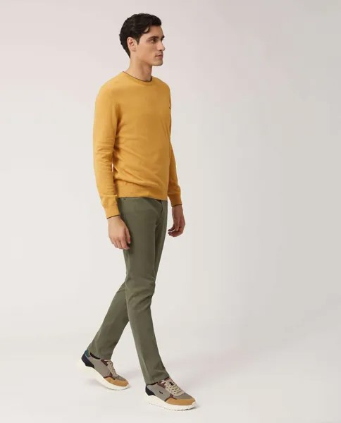 Мужские узкие брюки с пятью карманами зеленого цвета Harmont&Blaine