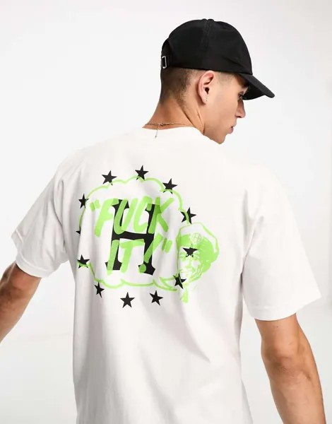 Белая футболка с короткими рукавами и принтом «Галактический девиз» HUF с принтом на груди и спине